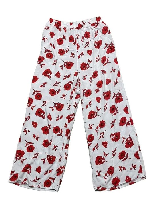 Japna Other - Japna Women’s Beautiful Red Floral Pajama Pants with Pockets - White Base - LG